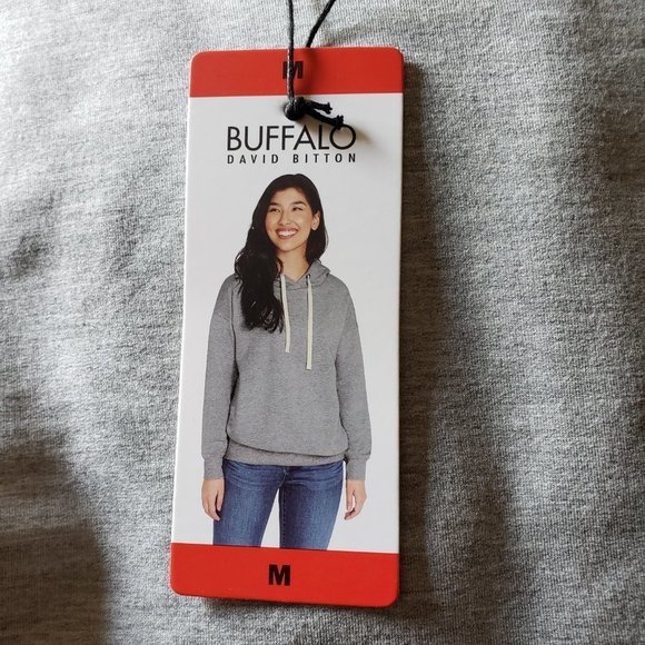 NWT - Super Soft David Bitton Buffalo Gray Hoodie Sweatshirt - Size M - Picture 4 of 4